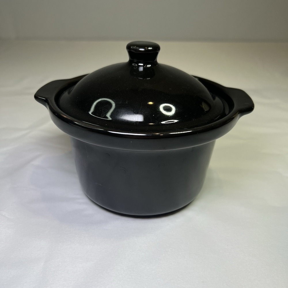 Small Black Ceramic‎ Cooker Crock Pot Oval Replacement CROCK With Lid  Excellent